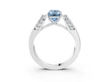 White gold Fancy Blue Emerald Cut Diamond Channel Set Solitaire Ring with Four-Prong Setting_35