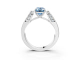 White gold Fancy Blue Emerald Cut Diamond Channel Set Solitaire Ring with Four-Prong Setting_76