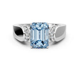 White gold Fancy Blue Emerald Cut Diamond Channel Set Solitaire Ring with Four-Prong Setting_80