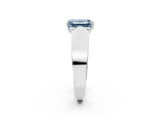 White gold Fancy Blue Emerald Cut Diamond Channel Set Solitaire Ring with Four-Prong Setting_82