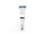 White gold Fancy Blue Emerald Cut Diamond Channel Set Solitaire Ring with Four-Prong Setting_90