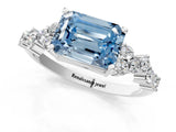 White gold Fancy Blue Emerald Cut Diamond Cluster Pavé Band with Four-Prong Setting_13