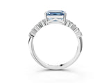 White gold Fancy Blue Emerald Cut Diamond Cluster Pavé Band with Four-Prong Setting_15