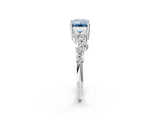 White gold Fancy Blue Emerald Cut Diamond Cluster Pavé Band with Four-Prong Setting_5