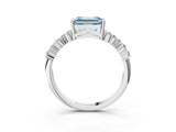 White gold Fancy Blue Emerald Cut Diamond Cluster Pavé Band with Four-Prong Setting_6