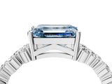 White gold Fancy Blue Emerald Cut Diamond Cluster Pavé Band with Four-Prong Setting_7