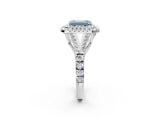 White gold Fancy Blue Emerald Cut Diamond Double Halo Ring with Split Shank and Prong Setting_29