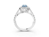 White gold Fancy Blue Emerald Cut Diamond Double Halo Ring with Split Shank and Prong Setting_30