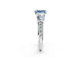 White gold Fancy Blue Emerald Cut Diamond Engagement Ring with Baguette Side Stones and Channel Set Band_33