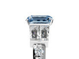 White gold Fancy Blue Emerald Cut Diamond Engagement Ring with Baguette Side Stones and Channel Set Band_37