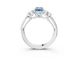 White gold Fancy Blue Emerald  Cut Diamond Engagement Ring with Bezel Set Round Side Stones and Prong Setting_52