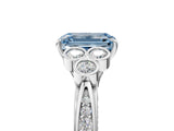 White gold Fancy Blue Emerald  Cut Diamond Engagement Ring with Bezel Set Round Side Stones and Prong Setting_54