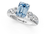 White gold Fancy Blue Emerald  Cut Diamond Engagement Ring with Pavé Band and Four-Prong Setting_4
