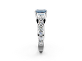 White gold Fancy Blue Emerald  Cut Diamond Engagement Ring with Pavé Band and Four-Prong Setting_5