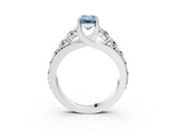 White gold Fancy Blue Emerald  Cut Diamond Engagement Ring with Pavé Band and Four-Prong Setting_6
