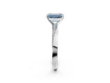 White gold Fancy Blue Emerald Cut Diamond Engagement Ring with Side Stone Accents and Four-Prong Setting_14