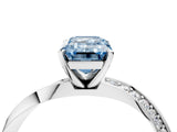 White gold Fancy Blue Emerald Cut Diamond Engagement Ring with Side Stone Accents and Four-Prong Setting_16