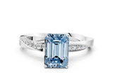 White gold Fancy Blue Emerald Cut Diamond Engagement Ring with Side Stone Accents and Four-Prong Setting_24
