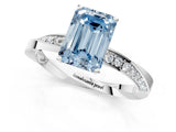 White gold Fancy Blue Emerald Cut Diamond Engagement Ring with Side Stone Accents and Four-Prong Setting_25