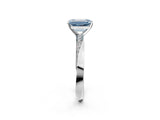 White gold Fancy Blue Emerald Cut Diamond Engagement Ring with Side Stone Accents and Four-Prong Setting_26