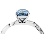 White gold Fancy Blue Emerald Cut Diamond Engagement Ring with Side Stone Accents and Four-Prong Setting_28