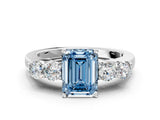 White gold Fancy Blue Emerald  Cut Diamond Five-Stone Prong Set White Gold Ring_32
