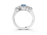 White gold Fancy Blue Emerald  Cut Diamond Five-Stone Prong Set White Gold Ring_35