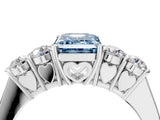 White gold Fancy Blue Emerald  Cut Diamond Five-Stone Prong Set White Gold Ring_36