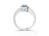 White gold Fancy Blue Emerald Cut Diamond Halo Engagement Ring with Pavé Band and Prong Setting_42