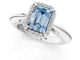 White gold Fancy Blue Emerald  Cut Diamond Halo Engagement Ring with Split Shank and Four-Prong Setting_107