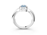 White gold Fancy Blue Emerald  Cut Diamond Halo Engagement Ring with Split Shank and Four-Prong Setting_109