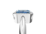 White gold Fancy Blue Emerald  Cut Diamond Halo Engagement Ring with Split Shank and Four-Prong Setting_111