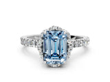 White gold Fancy Blue Emerald Cut Diamond Halo Pave Band with Four-Prong Setting_27
