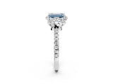 White gold Fancy Blue Emerald Cut Diamond Halo Pave Band with Four-Prong Setting_29