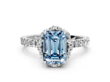 White gold Fancy Blue Emerald Cut Diamond Halo Pave Band with Four-Prong Setting_33