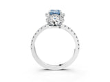 White gold Fancy Blue Emerald Cut Diamond Halo Pave Band with Four-Prong Setting_42