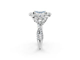White gold Fancy Blue Emerald Cut Diamond Halo Ring with Pavé Band and Four-Prong Setting_55