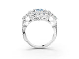 White gold Fancy Blue Emerald Cut Diamond Halo Ring with Pavé Band and Four-Prong Setting_56