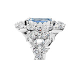 White gold Fancy Blue Emerald Cut Diamond Halo Ring with Pavé Band and Four-Prong Setting_58