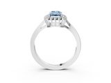 White gold Fancy Blue Emerald  Cut Diamond Halo Ring with Round Brilliant Halo and Solitaire Band_90