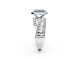 White gold Fancy Blue Emerald Cut Diamond Halo Ring with Round Split Shank and Prong Setting_16