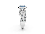 White gold Fancy Blue Emerald Cut Diamond Halo Ring with Round Split Shank and Prong Setting_64