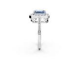 White gold Fancy Blue Emerald Cut Diamond Halo Ring with Split Shank and Four-Prong Setting_47