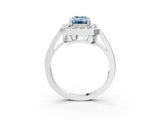 White gold Fancy Blue Emerald Cut Diamond Halo Ring with Split Shank and Four-Prong Setting_48