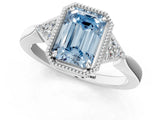 White gold Fancy Blue Emerald Cut Diamond Halo Ring with Tapered Band and Four-Prong Setting_20