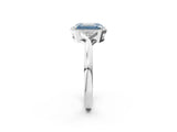 White gold Fancy Blue Emerald Cut Diamond Halo Ring with Tapered Band and Four-Prong Setting_21