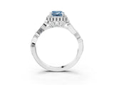 White gold Fancy Blue Emerald Cut Diamond Halo Ring with Vintage Split Shank and Four-Prong Setting_88