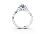 White gold Fancy Blue Emerald Cut Diamond Halo Ring with Vintage Split Shank and Four-Prong Setting_97