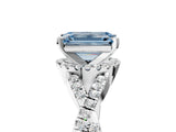 White gold Fancy Blue Emerald Cut Diamond  Halo Twist Band Solitaire Prong Setting Ring_18