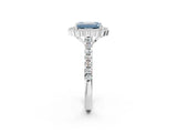 White gold Fancy Blue Emerald  Cut Diamond Milgrain Floral Halo Engagement Ring with Pavé Band_17